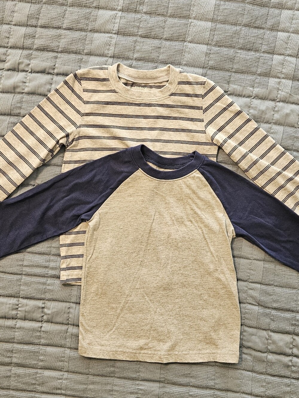 Kids Long Sleeve Raglan Top - Navy and Gray